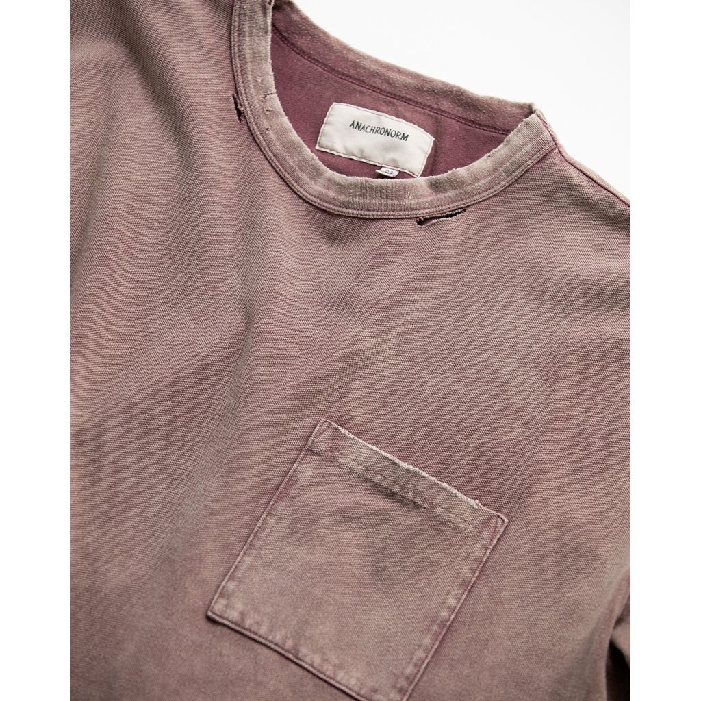 ANACHRONORM MOSS STITCH DAMAGED POCKET S/S T-S