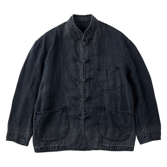 PORTER CLASSIC BLACK LINEN CHINESE JACKET