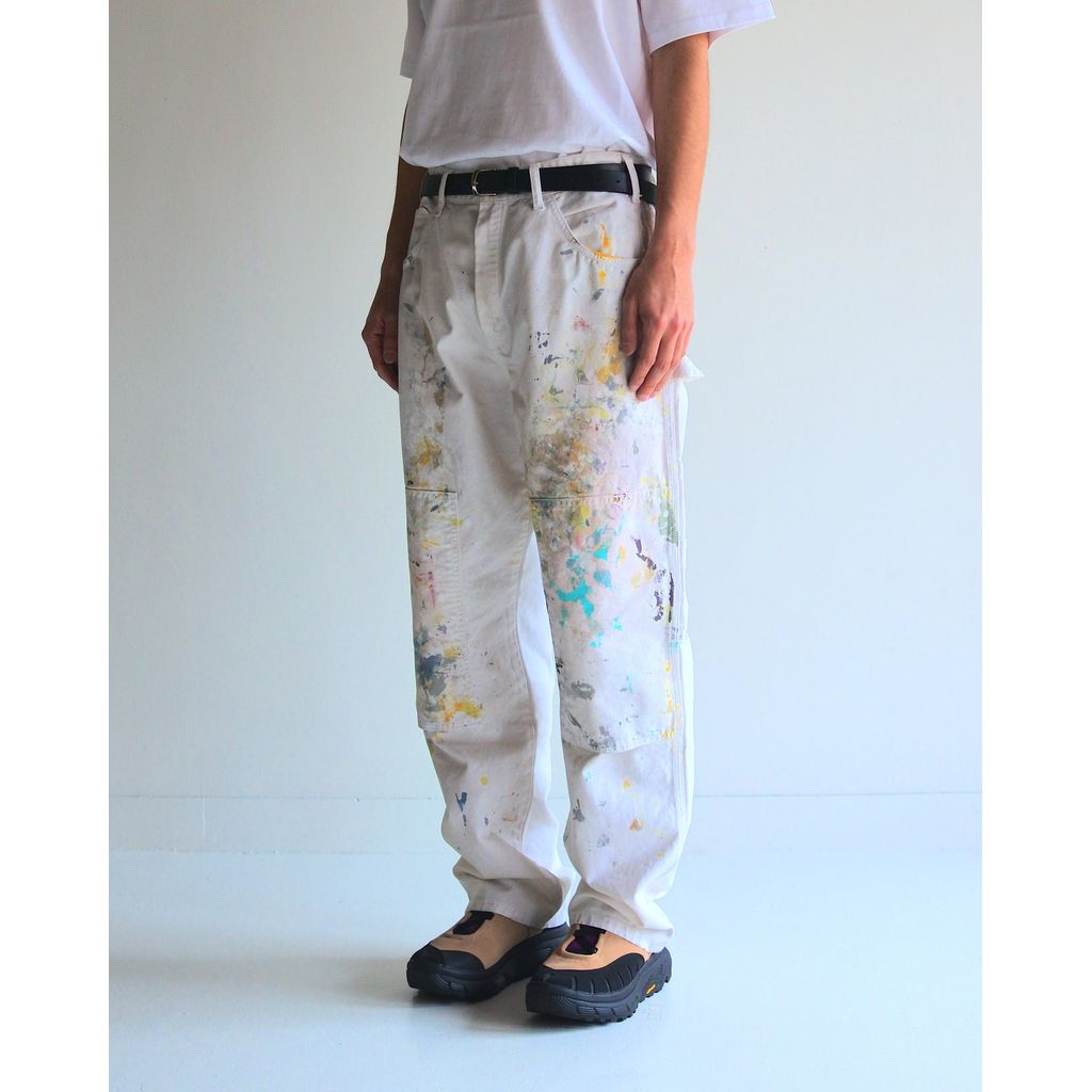 ANACHRONORM  ANDK003 DART PAINT DOUBLE KNEE PAINTER PANTS WHITE