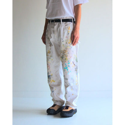 ANACHRONORM  ANDK003 DART PAINT DOUBLE KNEE PAINTER PANTS WHITE