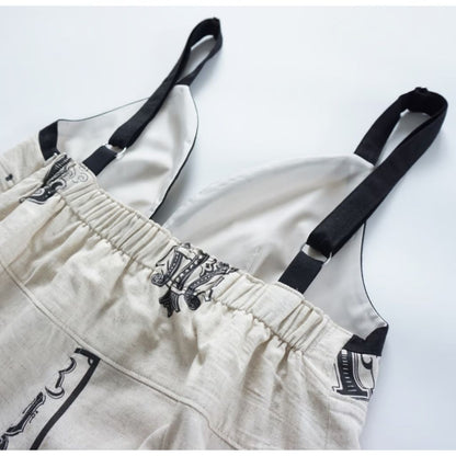 THOMAS MAGPIE C/Linen PRINT サロペット