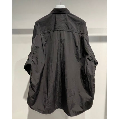 COMME des GARCONS HOMME NYLON TUSSER HALF SLEEVE SHIRT（BLACK）