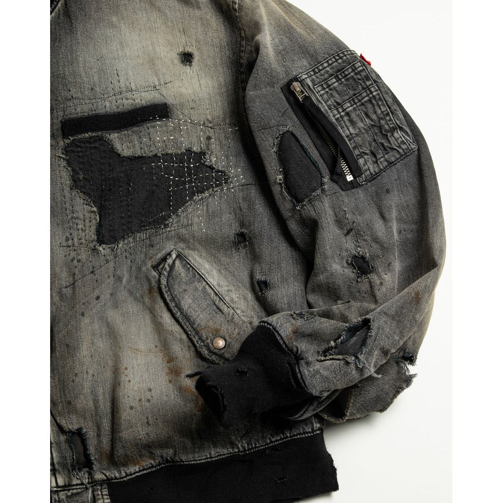 ANACHRONORMAN396-R HARD REMAKED DUAL DENIM MA-1 BLACK (REMAKE)