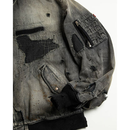 ANACHRONORMAN396-R HARD REMAKED DUAL DENIM MA-1 BLACK (REMAKE)