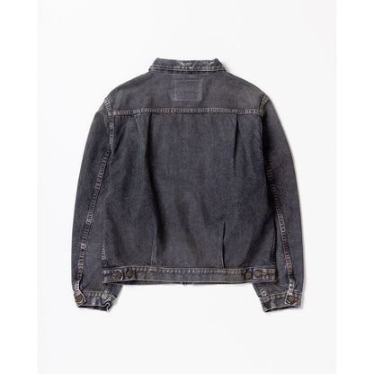 ANACHRONORM FRONT TUCK WASHED BLACK DENIM JACKET