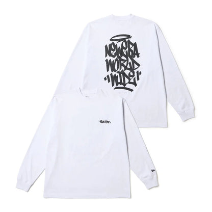 NEW ERA 長袖 オーバーサイズド コットン Tシャツ Tagging ホワイト
