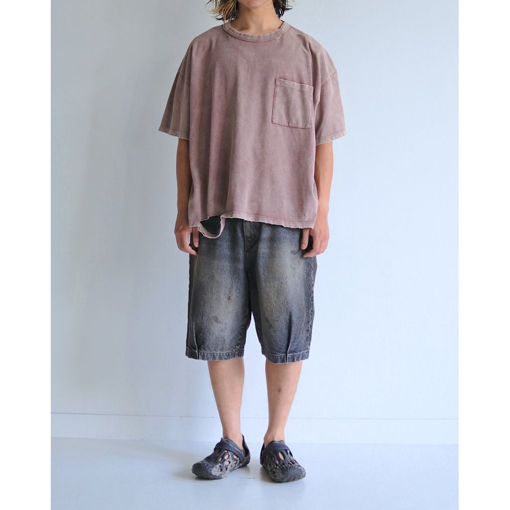 ANACHRONORM MOSS STITCH DAMAGED POCKET S/S T-S