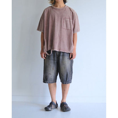 ANACHRONORM MOSS STITCH DAMAGED POCKET S/S T-S