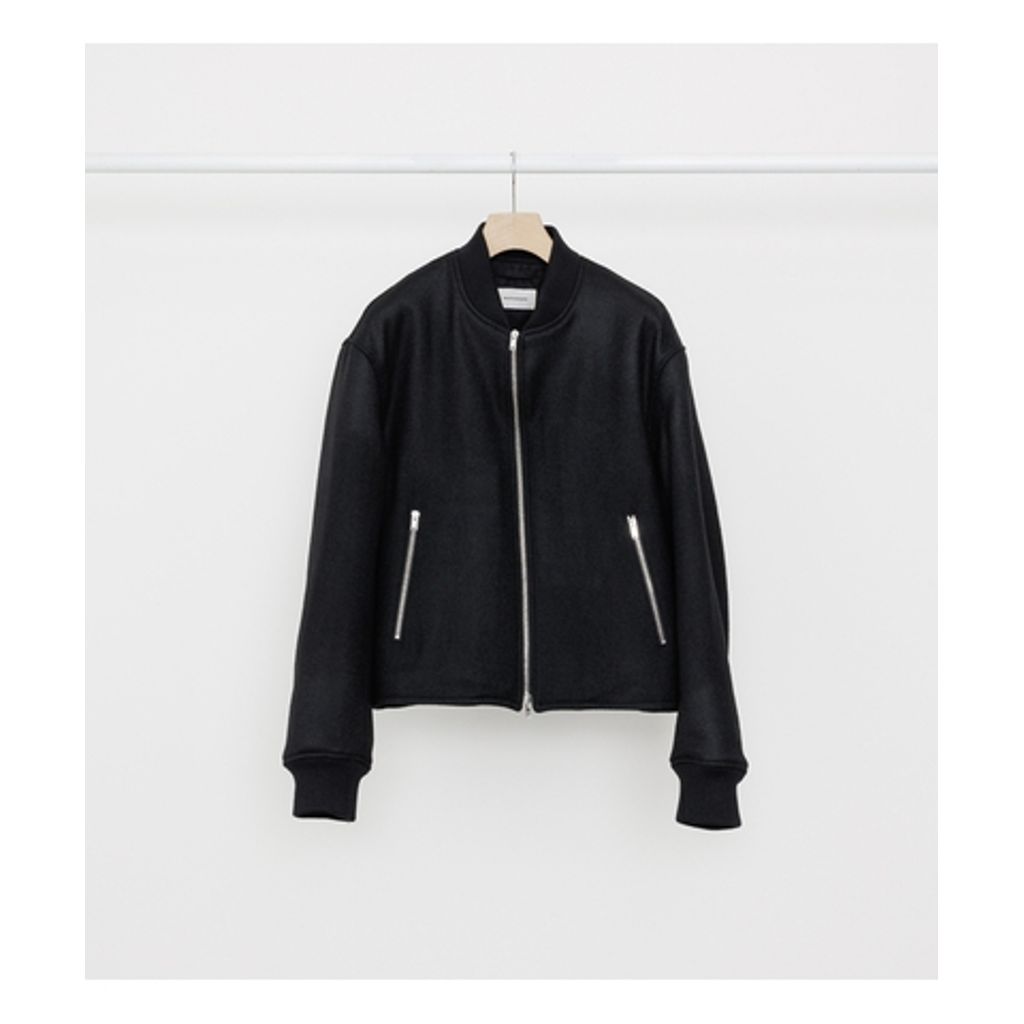 MARKAWARE ORGANIC WOOL DOUBLE CLOTH SHORT BOMBER JACKET