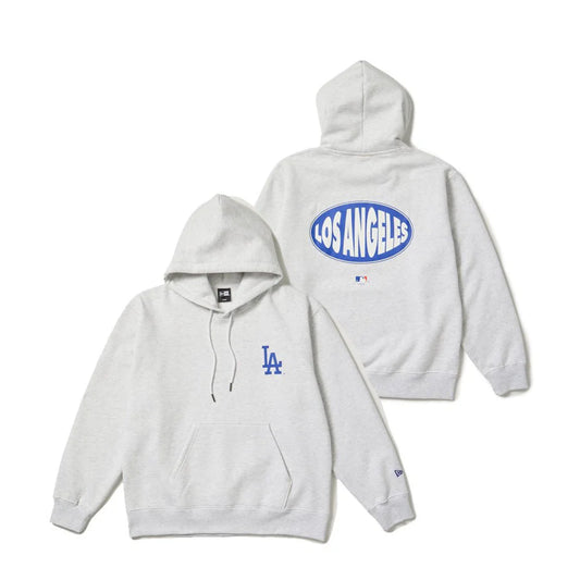 NEW ERA 裏毛 オーバーサイズド スウェット プルオーバーフーディー Powered by GORO NAKATSUGAWA（MIN-NANO） ロサンゼルス・ドジャース ライトグレー