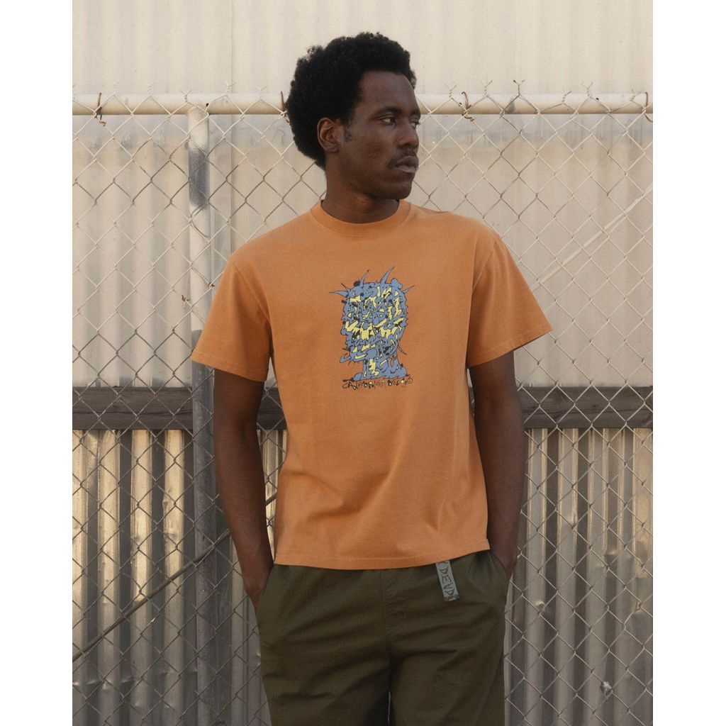 BRAIN DEAD  Scrambled Head T-shirt - Cumin