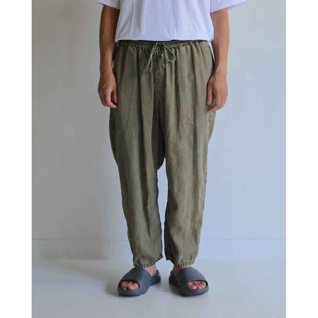 ANACHRONORM PIGMENT DYED LINEN TAPERED EASY PANTS