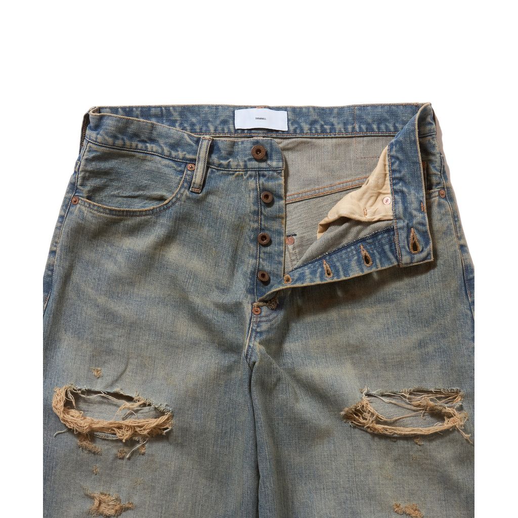 SUGARHILL  DAMAGED MODERN DENIM PANTS WIDE CUT