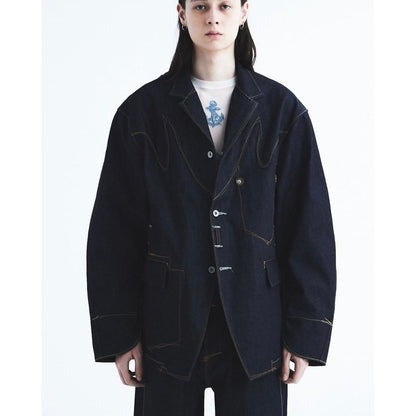 DAIRIKU "Freedom Stitch" Rigid Denim Western Jacket