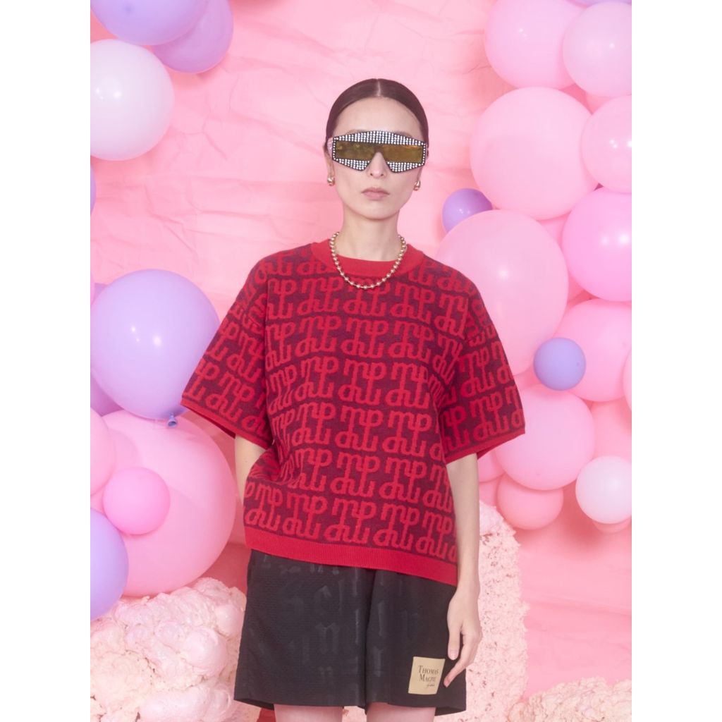 THOMAS MAGPIE Jacquard short sleeve knit