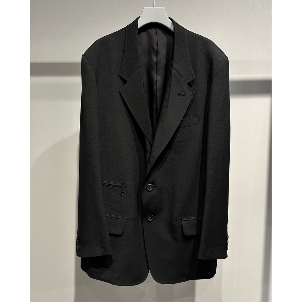 Y's for men WOOL GABARDINE COAT WITH STAND FRONT COLLAR
