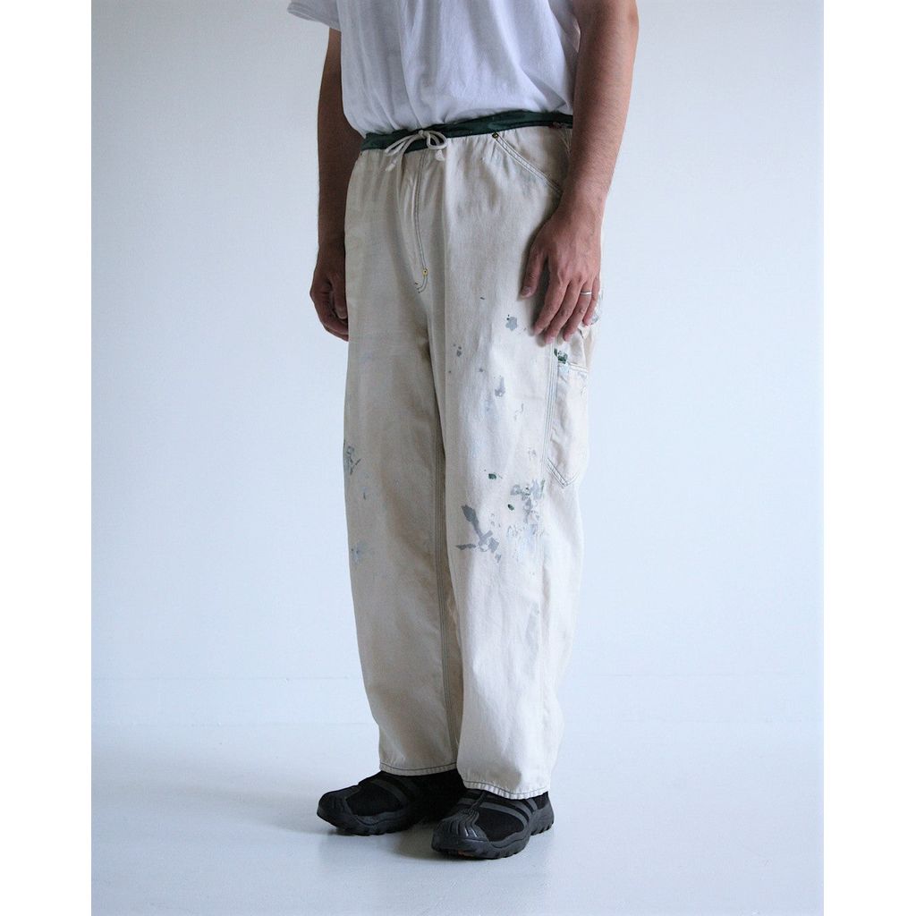 ANACHRONORM  AN297-W DART PAINT PAINTER EASY PANTS OFF WHITE ×GREEN