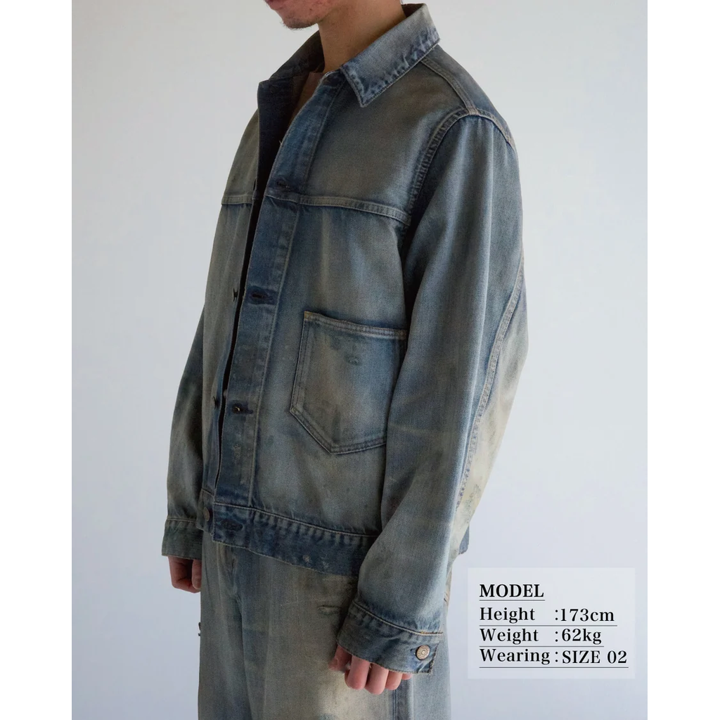 ANACHRONORM  DAMAGED DENIM JACKET LIGHT INDIGO