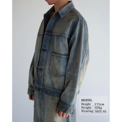 ANACHRONORM  DAMAGED DENIM JACKET LIGHT INDIGO