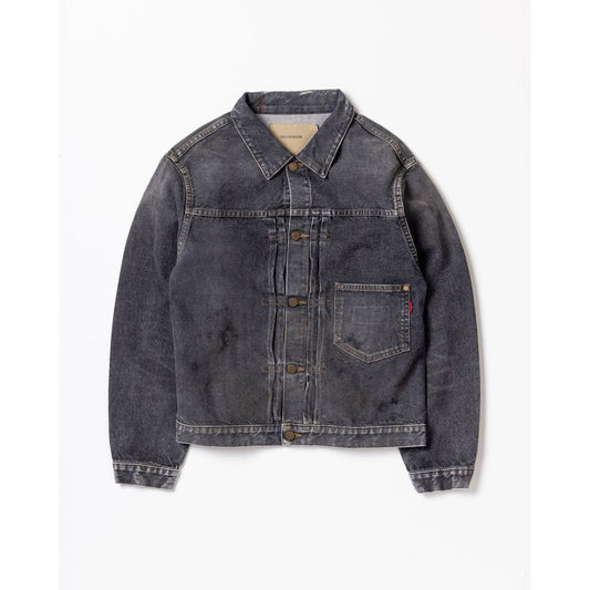 ANACHRONORM FRONT TUCK WASHED BLACK DENIM JACKET