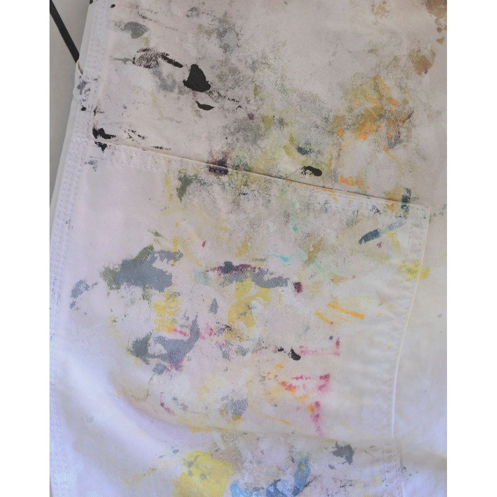 ANACHRONORM  ANDK003 DART PAINT DOUBLE KNEE PAINTER PANTS WHITE