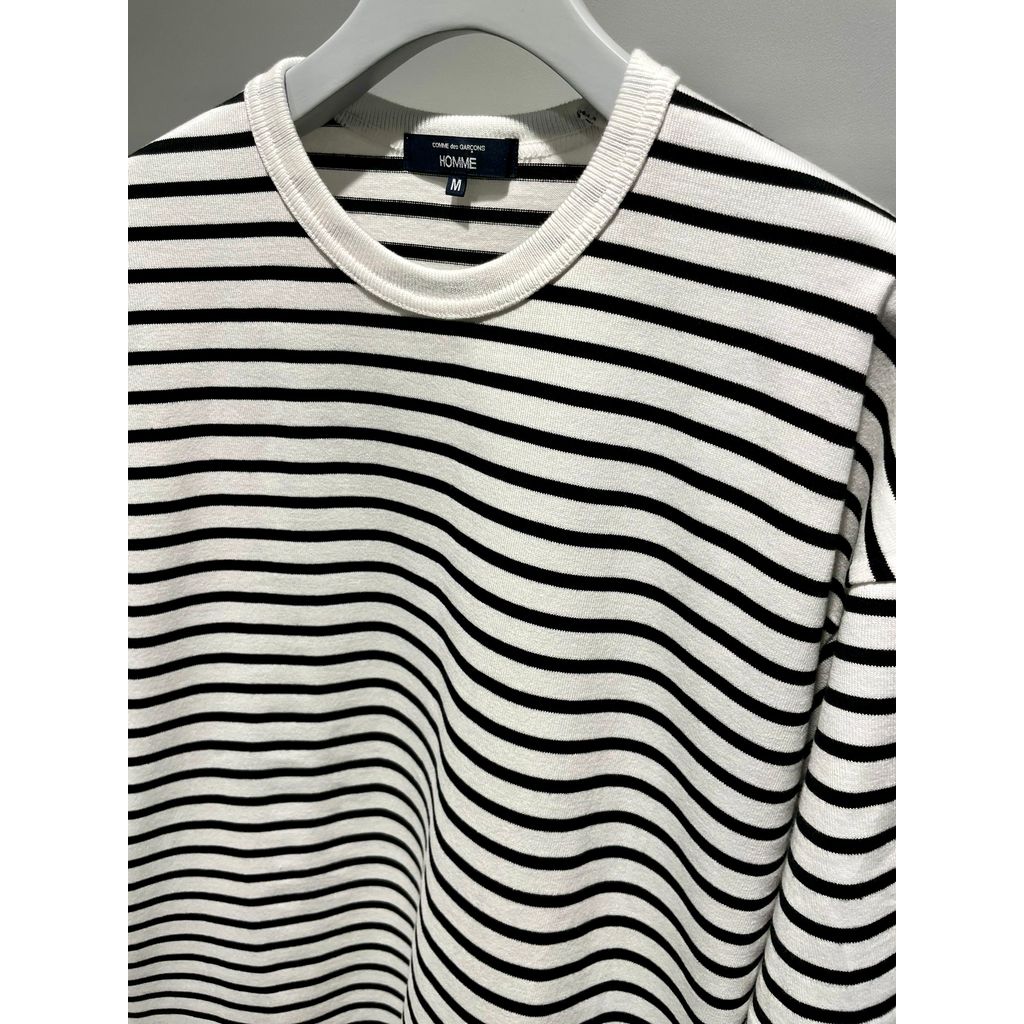 COMME des GARCONS HOMME コットン天竺 ボーダー切替え TEE（WHITE）