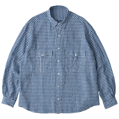 PORTER CLASSIC ROLL UP LINEN GINGHAM CHECK SHIRT