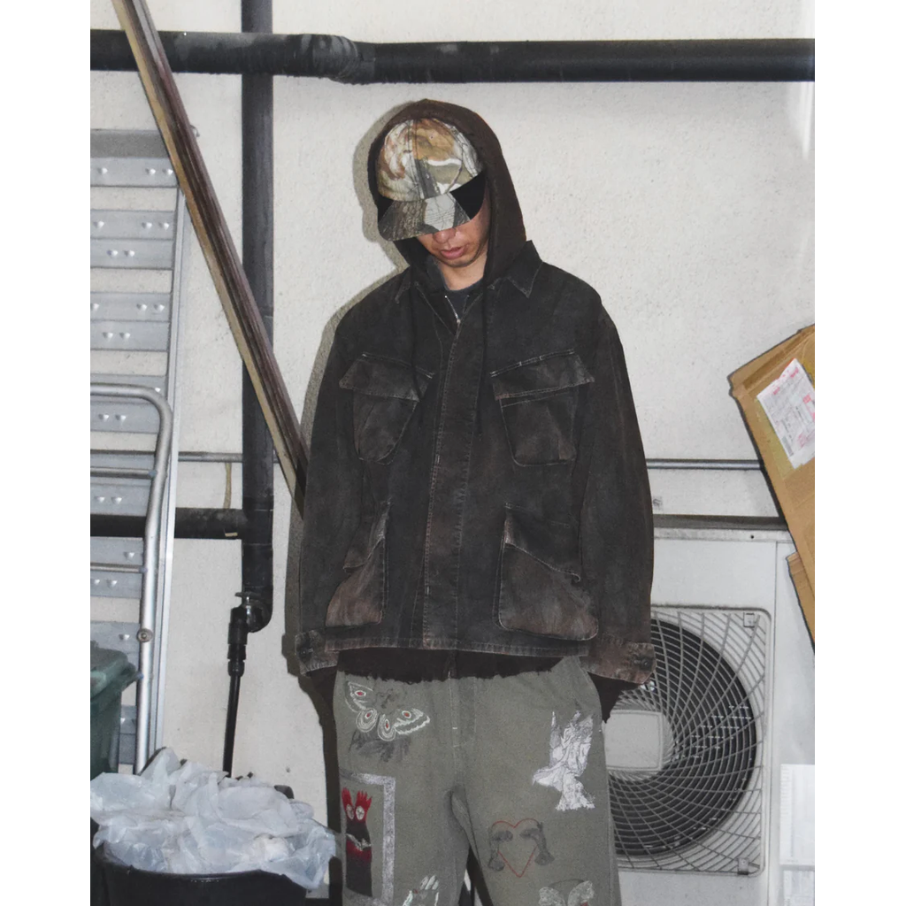 ANACHRONORM  AN374-B SULFUR DYED RIPSTOP REALTREE FATIGUE JACKET SULFUR BLACK