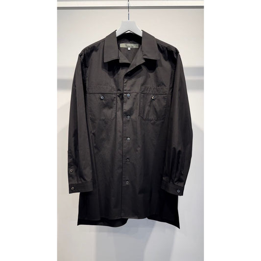 Y's for men 100/2 BROAD SHIRT WITH OPEN COLLAR（BLACK）