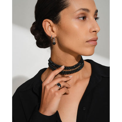 TOM WOOD Kay Ring Black Larvikite