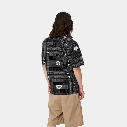 CARHARTT WIP S/S HEART BANDANA SHIRT - Heart Bandana AOP, Black