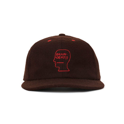 BRAIN DEAD Flannel Classic Logohead 6 Panel Hat - Brown