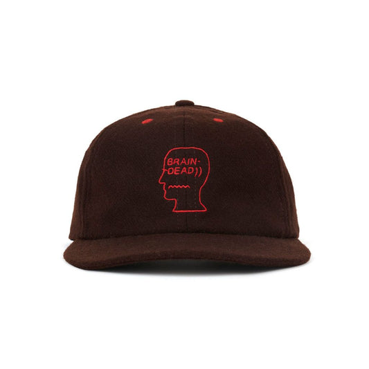 BRAIN DEAD Flannel Classic Logohead 6 Panel Hat - Brown