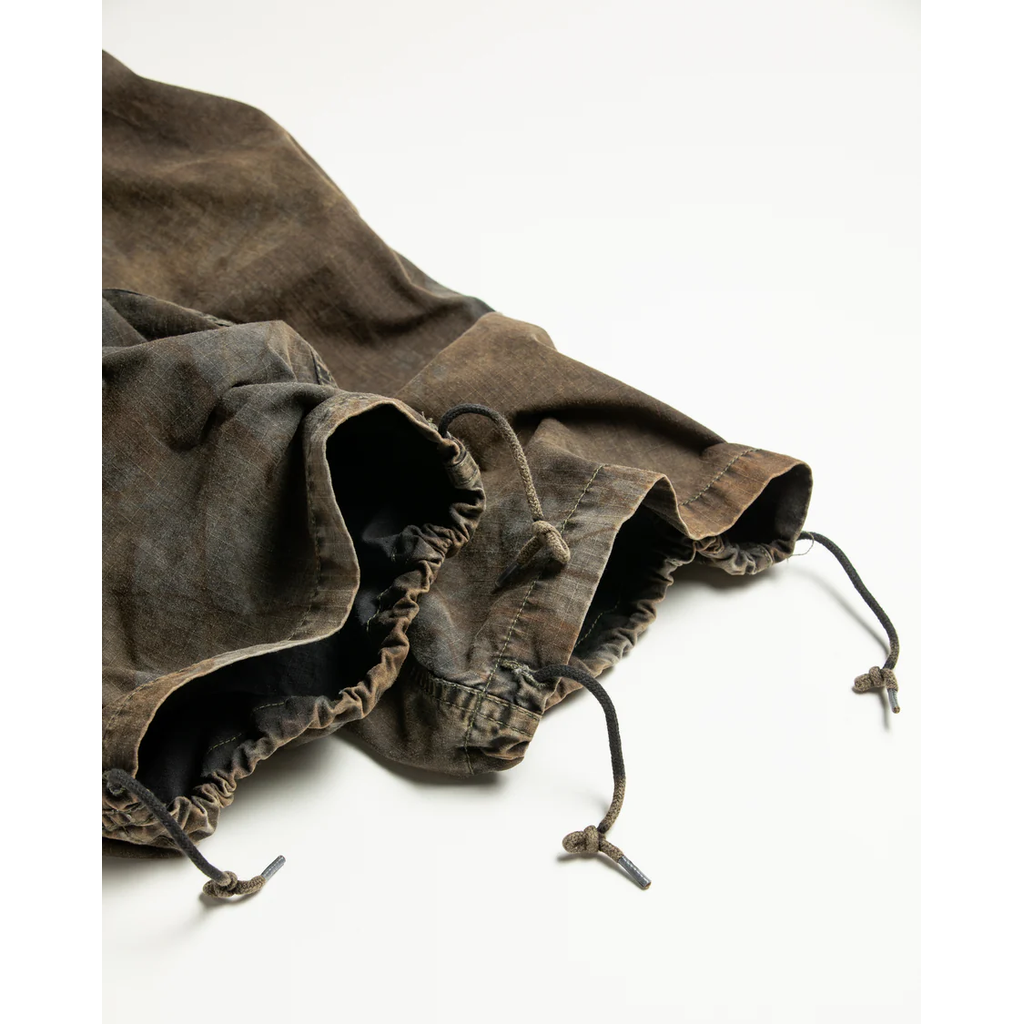 ANACHRONORM  AN372 BLACK CUT-OFF HARD DAMAGED B.D.U CAMO PANTS WOODLAND