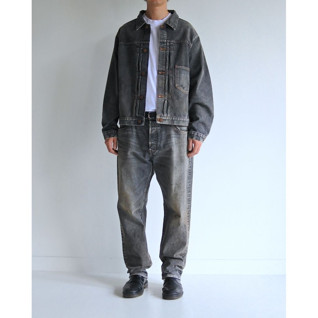 ANACHRONORM FRONT TUCK WASHED BLACK DENIM JACKET – MAROON WEBSTORE