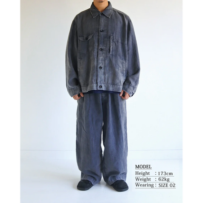 ANACHRONORM  FADED SULFUR DYED LINEN UTILITY JACKET