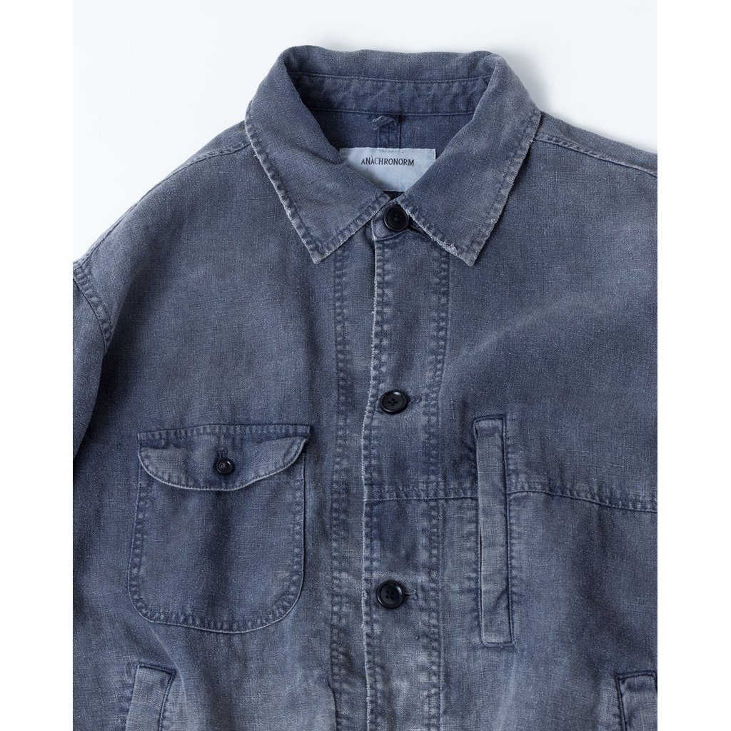 ANACHRONORM  FADED SULFUR DYED LINEN UTILITY JACKET