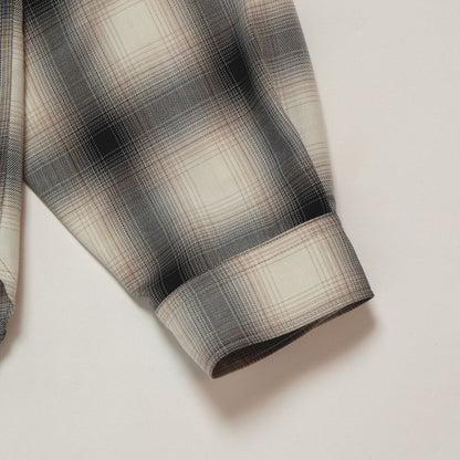 APPLEBUM OMBRE CHECK L/S ALOHA SHIRT [WHITE/BLACK] / 2420204