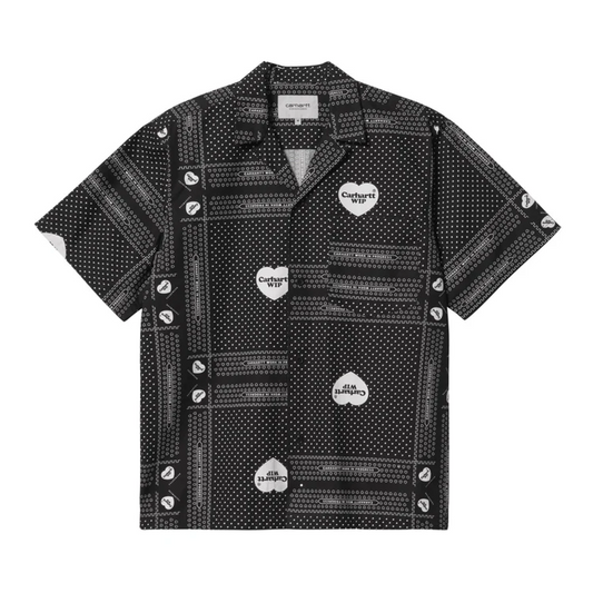 CARHARTT WIP S/S HEART BANDANA SHIRT - Heart Bandana AOP, Black