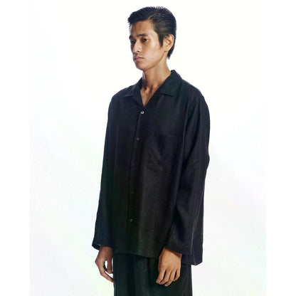 MARKAWARE Hemp Shirting Comfort Fit Open Collar Shirt