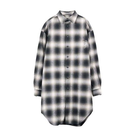 beauty:beast Ombre Check SUPER LONG SHIRT JKT (WHITE CKECK)