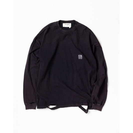 ANACHRONORM EMBROIDERY DAMAGED L/S T-S BLACK