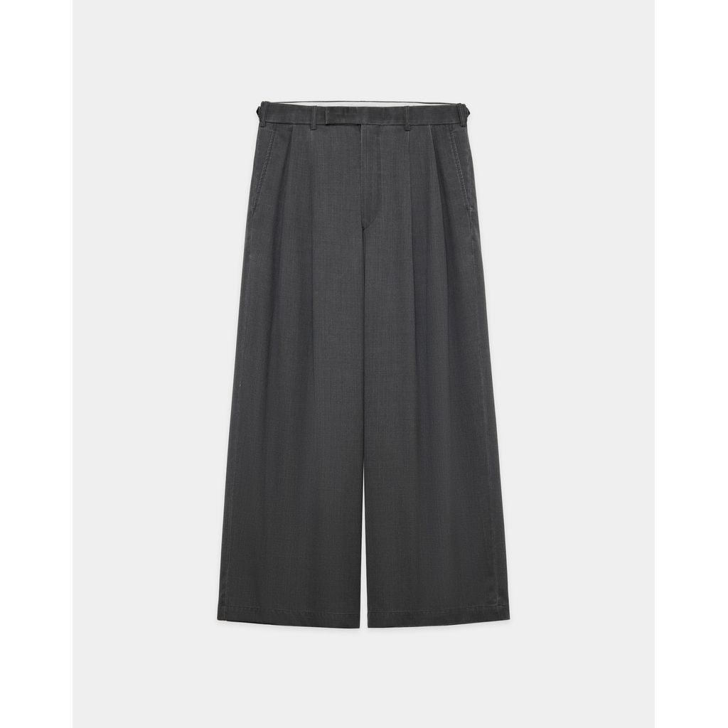 marka Washable 2/72 Wool Gabardine Pigment Print Two Tuck Baggy Trousers