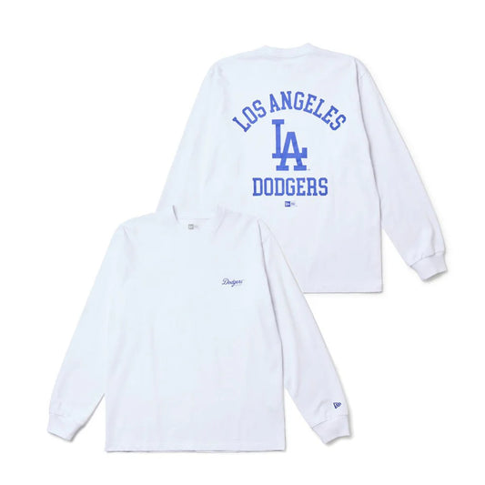 NEW ERA 長袖 コットン Tシャツ ロサンゼルス・ドジャース ホワイト レギュラーフィット