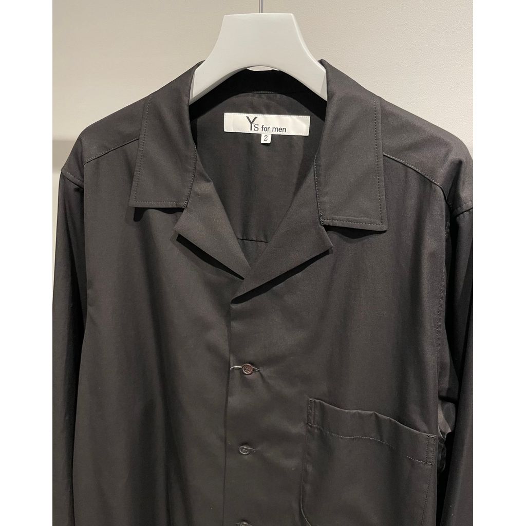 Y's for men 100/2 BROAD OPEN COLLAR SHIRT WITH LEFT CHEST POCKET