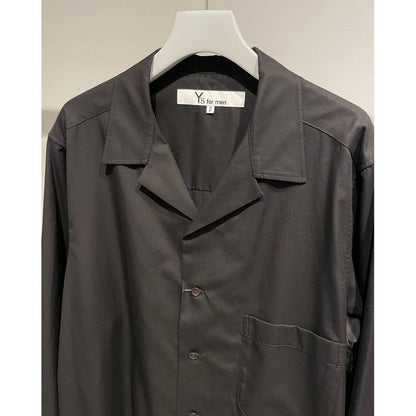 Y's for men 100/2 BROAD OPEN COLLAR SHIRT WITH LEFT CHEST POCKET