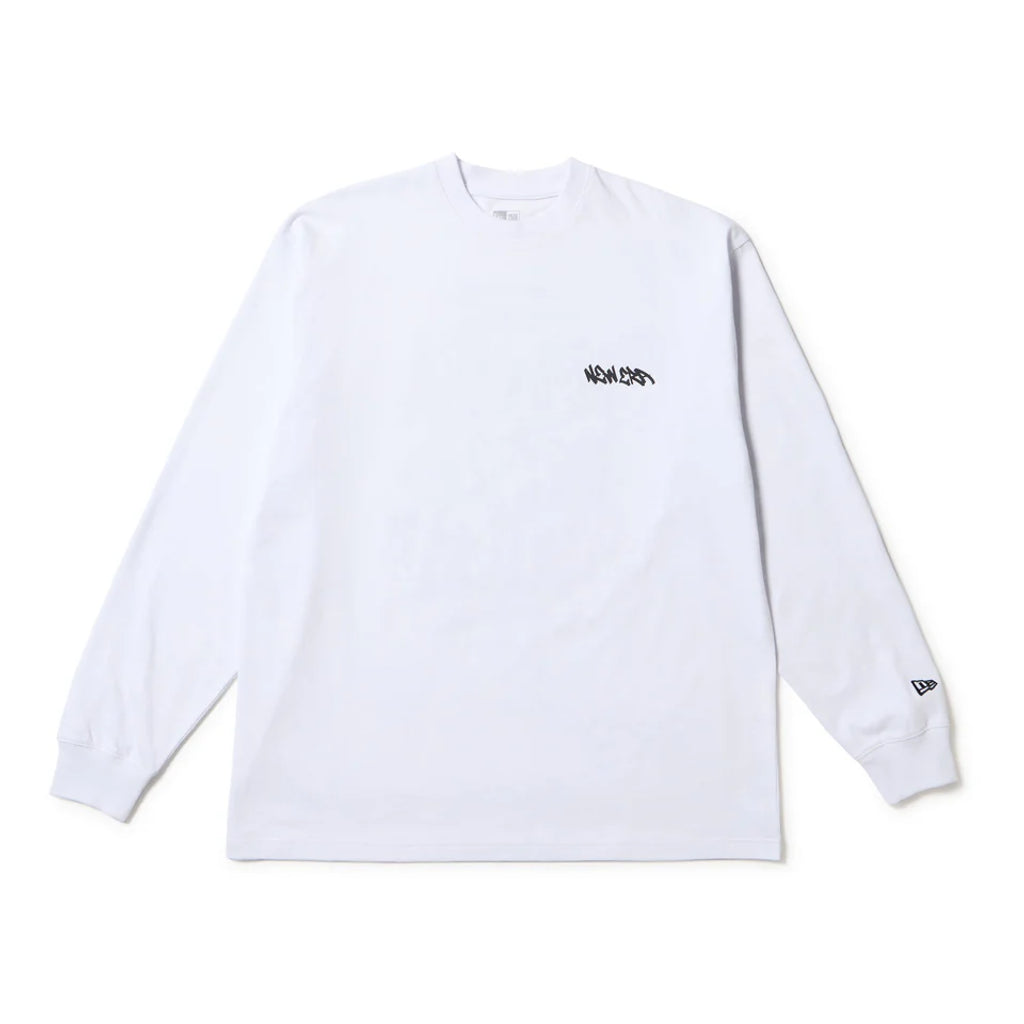 NEW ERA 長袖 オーバーサイズド コットン Tシャツ Tagging ホワイト