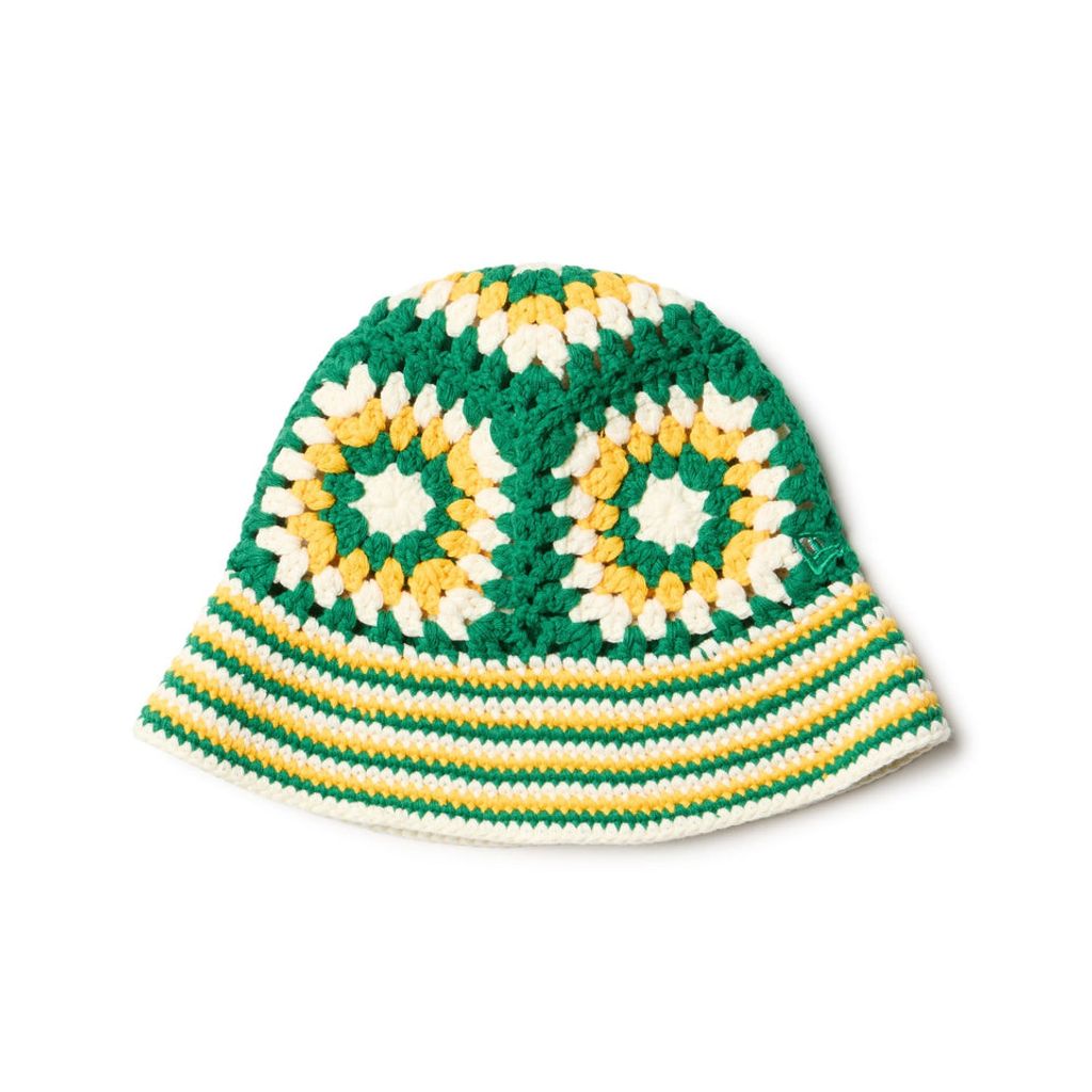 NEW ERA クロシェ ニットバケット グリーン/イエロー/ホワイト 14667697