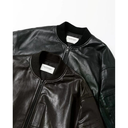 beautiful people light lamb leather fanshape MA-1blouson