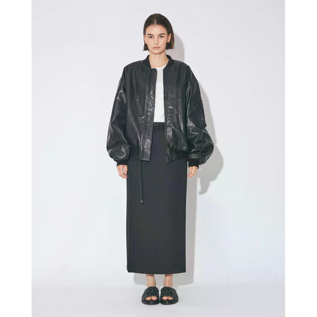 beautiful people light lamb leather fanshape MA-1blouson